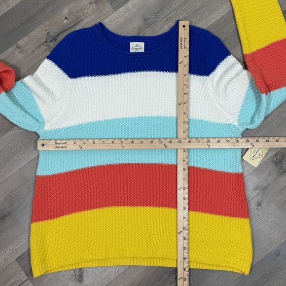 St. John’s Bay Striped Color Block Waffle Knit Sweater XL Pullover Nautical - Picture 10 of 11